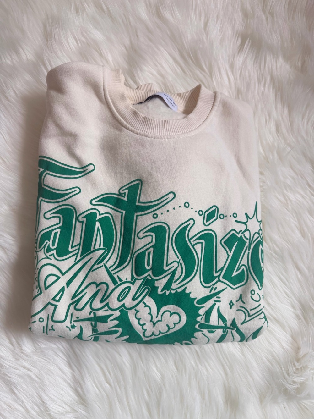 Long warm green graphic sweater